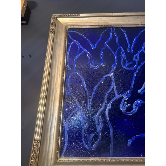 Modern Monumental Blue Bunnies Painting by Hunt Slonem For Sale - Image 3 of 5