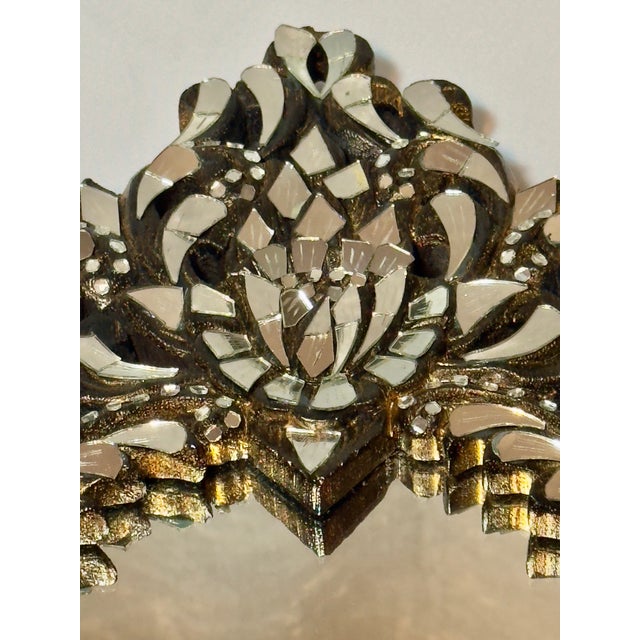 Vintage Hollywood Regency Style Wall Mirror With Mirror Fragment Adornment Design For Sale - Image 4 of 18