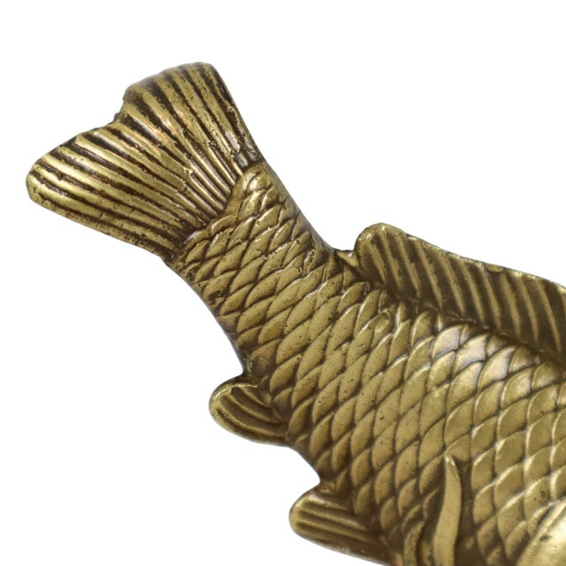 Gold Vintage Heavy Bronze Koi Carp Statue, 1950s For Sale - Image 8 of 11