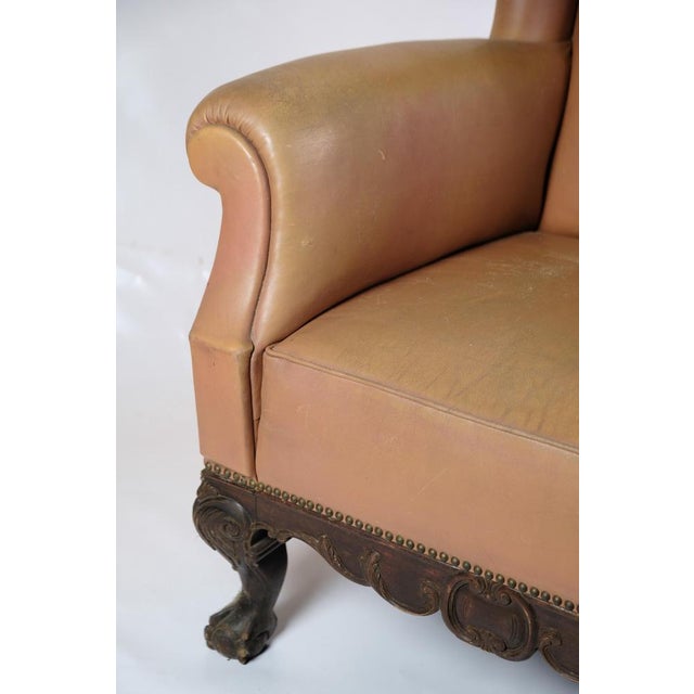 Brown Chesterfield High Flap Chair in Brown Leather, 1920s For Sale - Image 8 of 12