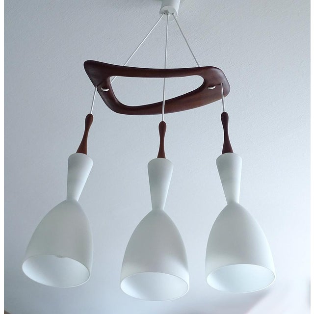 Vintage Pendant Light in Teak and Glass from Rispal For Sale - Image 13 of 18