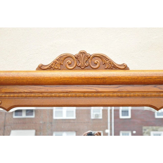 Victorian Lexington Victorian Sampler Oak Triple Dresser With Mirror For Sale - Image 3 of 13