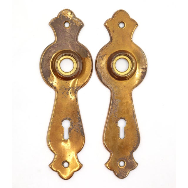Vintage Fluted Glass & Brass Passage Door Knob Set For Sale - Image 9 of 10