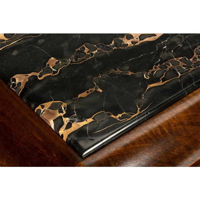 1940s Monumental Sideboard by A. Bicchierini, Burl Wood & Marble, Provence For Sale - Image 9 of 18
