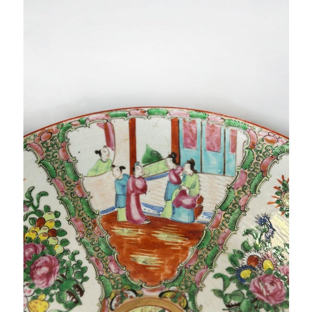 Chinese Early 19th Century Chinese Export Rose Canton Hand-Painted Charger Plate (16”) For Sale - Image 3 of 8