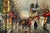 A wonderfully atmospheric original oil on canvas signed MILE and dated 1978, depicting a rainy Parisian street filled with...
