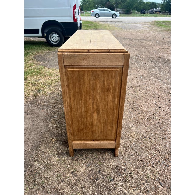 Antique White French Art Deco 1935's Bleached Oak Two Door Buffet For Sale - Image 8 of 12