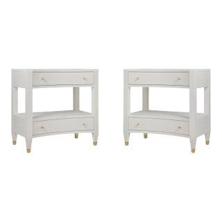 Pair of Modern White Painted Nightstands For Sale