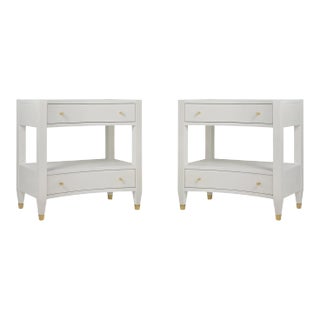 Pair of Modern White Painted Nightstands For Sale