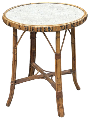 Vintage Belgian Bamboo and Rattan Bistro Table, 1970s
