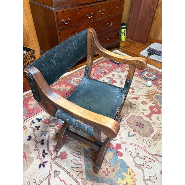 Wood Antique Italian Renaissance Revival Walnut Savonarola Chair For Sale - Image 7 of 7