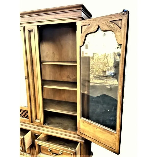 Drexel Drexel Esperanto by Jim Peed - Pecan Wood China Cabinet - Made in 1964 - 52" W X 16" D X 78" H For Sale - Image 4 of 6