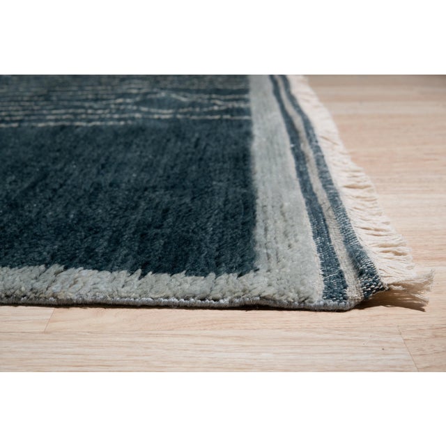 Contemporary 5x8 Freya Moroccan Green Geometric Modern Hand Knotted Wool Carpet Rug For Sale - Image 3 of 8