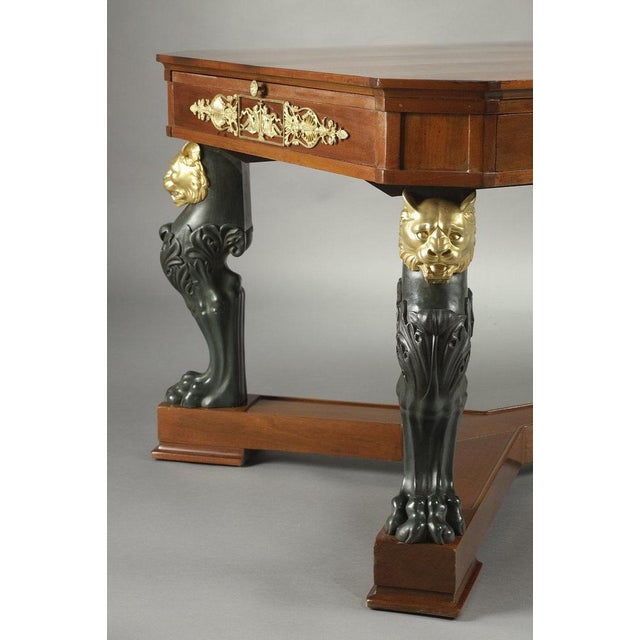 Traditional Mahogany & Bronze Veneer Middle Table, Egypt, 1870s For Sale - Image 3 of 18