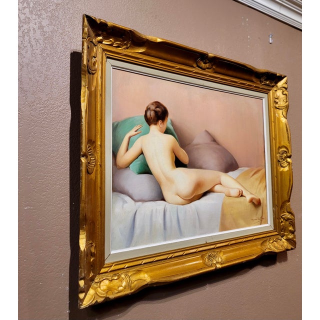 Robert Duflos -Reclined Nude Female -1930s French Oil Painting For Sale - Image 9 of 11