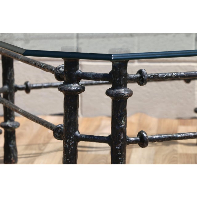 Vintage Giacometti Style Brutalist Sculptural Metal & Glass Coffee Table, 1970s For Sale - Image 13 of 18