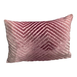 Blush Velvet Chevron Pillow For Sale