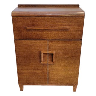 Antique 1930s Art Deco Secretary Drop Front Desk Oak For Sale