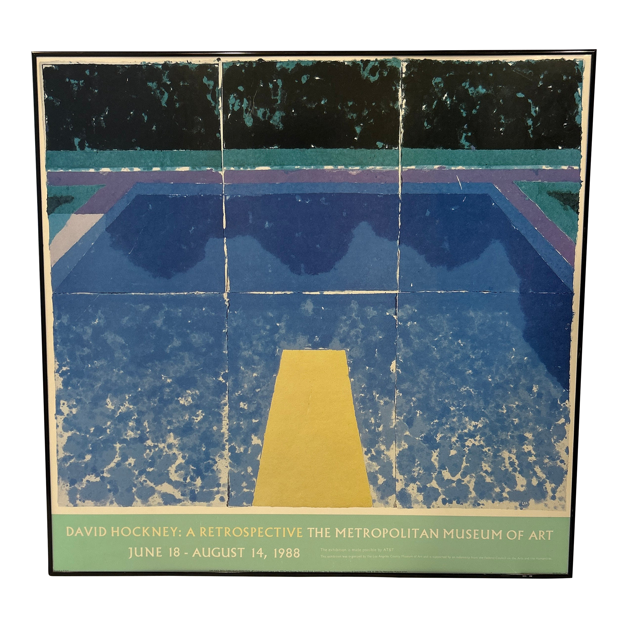 David Hockney Original 1988 Exhibition Poster “Day Pool With Three