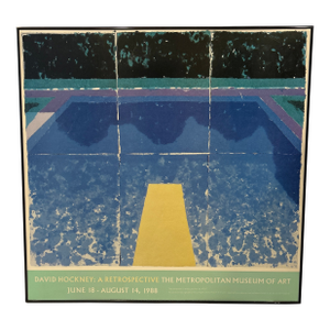 David Hockney Original 1988 Exhibition Poster “Day Pool With Three Blues”