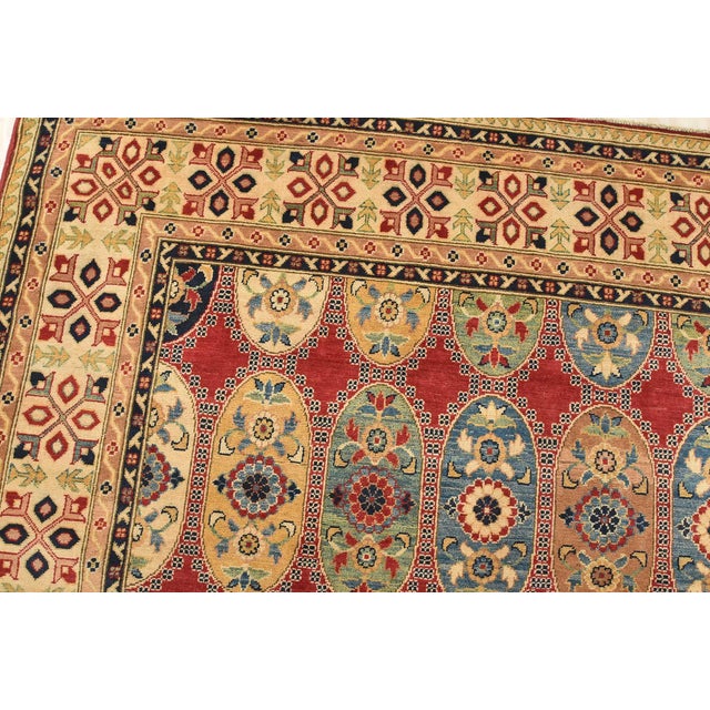 Kazak Rug 9′ X 11’11” Red Wool Traditional Hand-Knotted Oriental Carpet For Sale In Philadelphia - Image 6 of 12