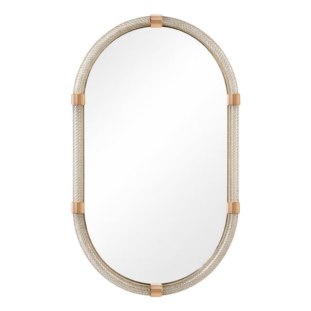 Torchon Ovale Murano Glass Mirror by Fratelli Tosi For Sale