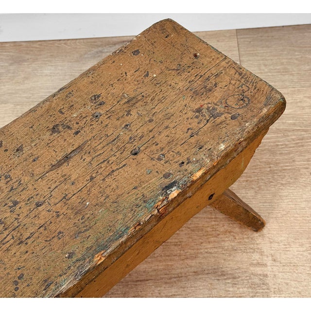 Antique Primitive Farmhouse Milking Foot Stool For Sale - Image 6 of 8