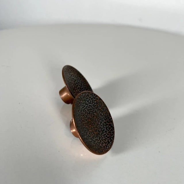 Mid-Century Modern Midcentury Hardware Hammered Round Drawer Pulls Knobs For Sale - Image 3 of 13