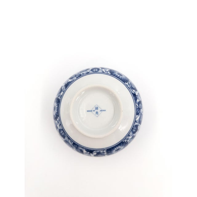 Hand-Painted Japanese Blue & White Porcelain Bowls Mixed Patterns - Set of 4 For Sale - Image 16 of 16