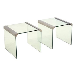 Transparent Glass Side Tables by Pierangelo Gallotti for Gallotti & Radice, 1970s, Set of 2 For Sale