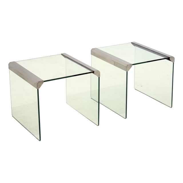 Transparent Glass Side Tables by Pierangelo Gallotti for Gallotti & Radice, 1970s, Set of 2 For Sale