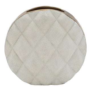 Modern Quilted Vase in Shagreen With Brass Details by Kifu Paris For Sale