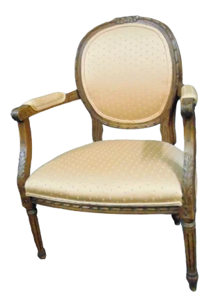 Louis XVI Style Carved Walnut Open Armchair
