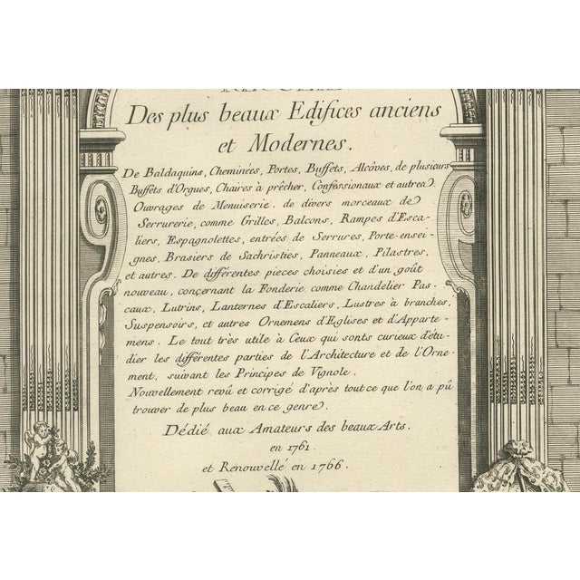 Babel, Masterpieces of Architecture and Ornamentation: Decorative Title Page, 1766, Print For Sale - Image 4 of 6