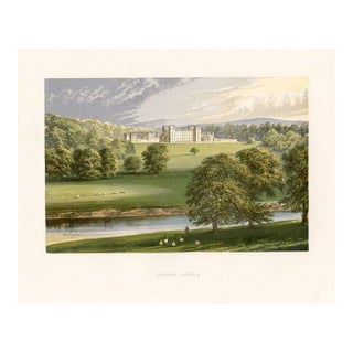 Late 1800s, Floors Castle in Scotland, Original Antique English Castle Print, Lithograph, England For Sale