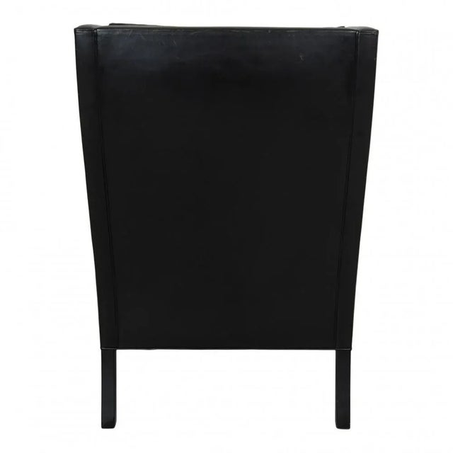 Black Leather Wingchair by Børge Mogensen for Fredericia For Sale - Image 3 of 9