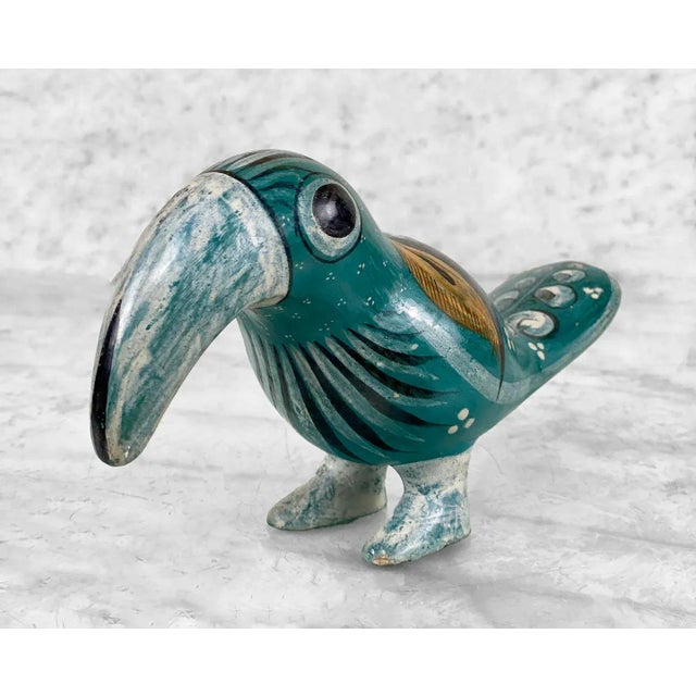 Mexican Vintage Southwestern Mexican Pottery Toucan Bird Sculpture For Sale - Image 3 of 7