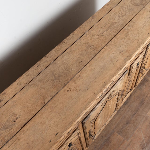 19th Century French Long Bleached Oak Three Door Sideboard Buffet For Sale - Image 6 of 13