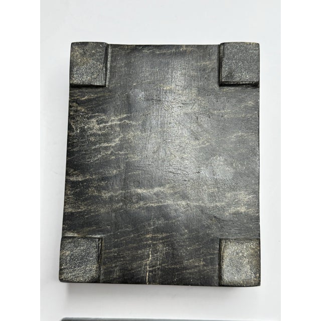 Black Abstract Etched Black Marble Lidded Decorative Box For Sale - Image 8 of 12