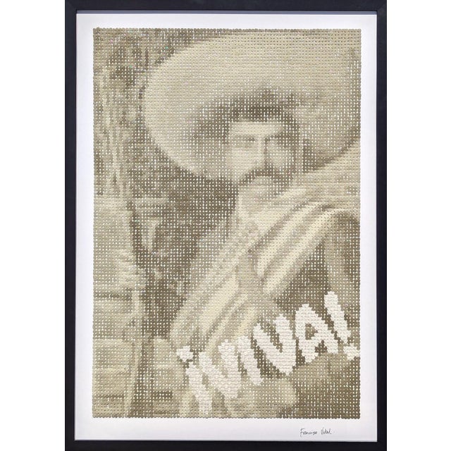 Francisco Vital "Viva Zapata" Contemporary Black & Tan Mexican Revolutionary Pixelated Portrait, 2025 For Sale