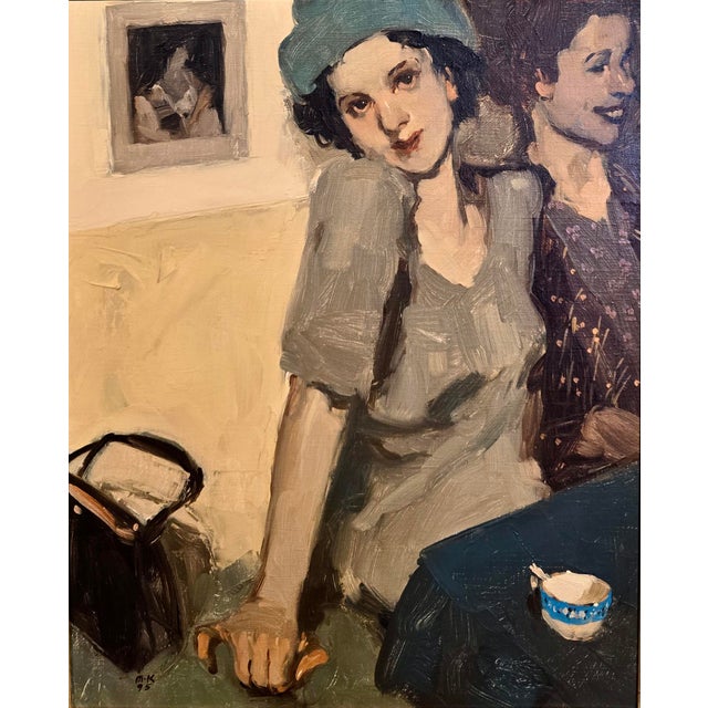 Milt Kobayashi - Girlfriends at a Restaurant -Oil Painting For Sale - Image 4 of 8
