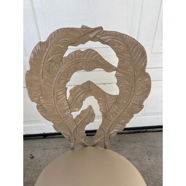 Hollywood Regency Vintage Hollywood Regency Era Banana Leaf Cast Aluminum Chairs 2 Pieces For Sale - Image 3 of 17