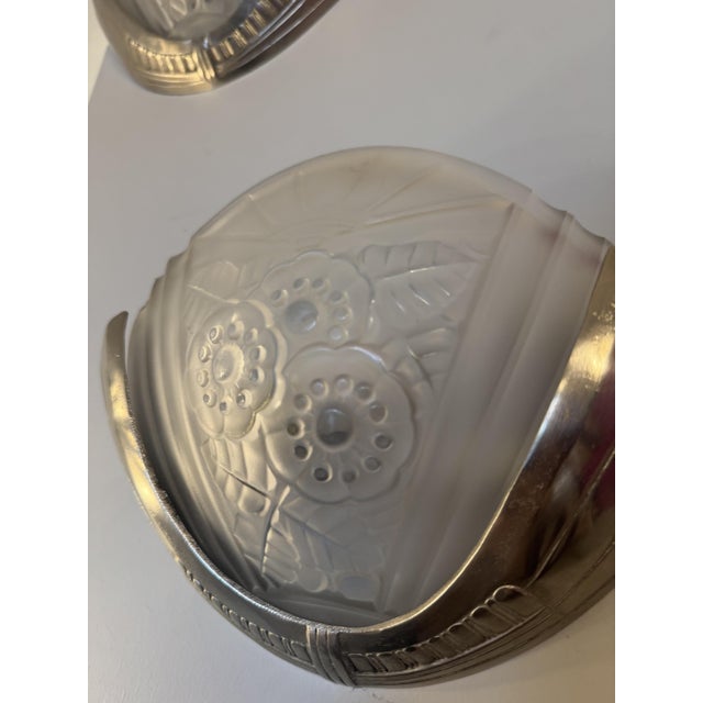 Art Deco Nickel-Plated Bronze Wall Sconces from Viarme, France, 1930s, Set of 2 For Sale - Image 15 of 18