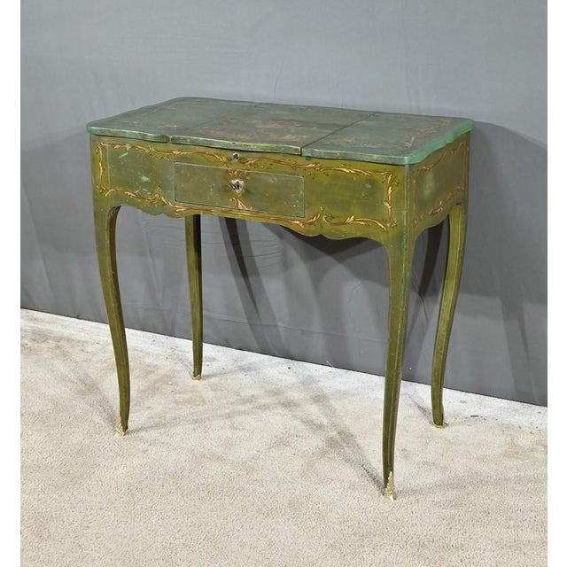 Small Louis XV Style Painted Oak Dressing Table, Late 18th Century For Sale - Image 3 of 18