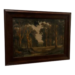 1909 Antique European Realist Landscape Pastel Oil Painting by Charles Edward Johnson Signed and Dated