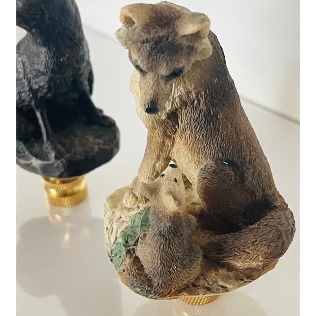 1960s Vintage Wolf Figurines as Lamp Finials - a Pair For Sale - Image 5 of 5