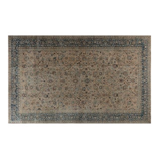 Antique Khorassan Botanic Design Handmade Wool Rug For Sale