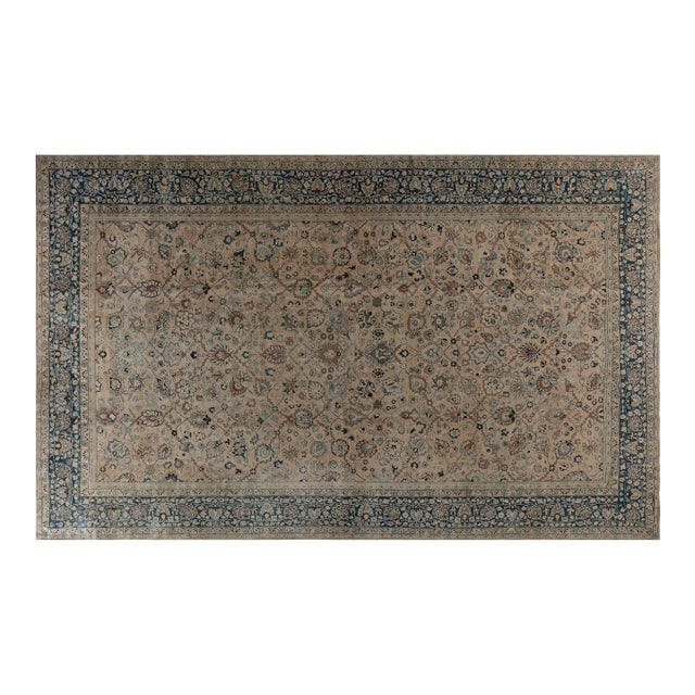 Antique Khorassan Botanic Design Handmade Wool Rug For Sale