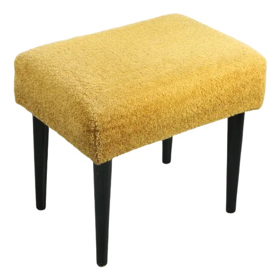 Mid-Century Pouf in Yellow For Sale