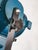 Blue Fresnel Theater Spotlight Floor Lamp on Matching Steel Tripod from A.E. Cremer, Paris, 1950s For Sale - Image 4 of 18
